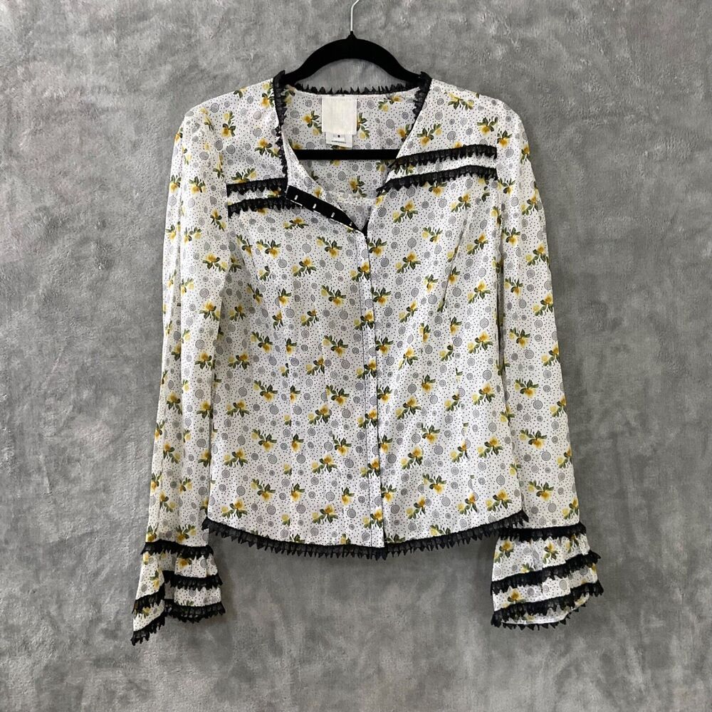 Anna Sui White and Yellow Floral Blouse
